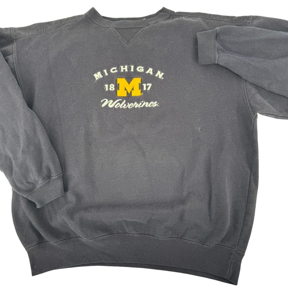 Michigan Wolverines Embroidered Sweatshirt XXL Gray‎ 1817 College Crewneck